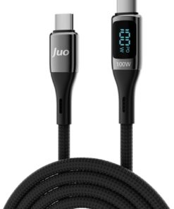 100W 5A QC4.0 Dijital Led Ekranlı E-Mark Çipli USB PD Type-C Hızlı Şarj ve Data Kablosu 1 Metre