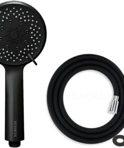 Siyah Duş Seti - 5 Farklı Püskürtmeli El Duşu + 175 cm Siyah PVC Duş Spirali Hortumu (2'li Set)