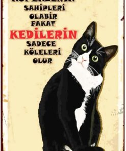 Kuşe Kağıt Duvar Posteri Kedilerin Sadece Köleleri Olur Retro Vintage Drtr0033