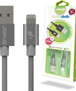 iPhone Lightning Data Kablosu JO-DK3 Stylish Cloth, Füme, 1.2mt