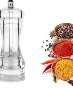 Home Şeffaf Biber Değirmeni: Ayarlanabilir Manuel Öğütücü, Seramik Mekanizmalı Tuz ve Baharat Değirmeni, Kaya Tuzu ve Kurutulmuş Otlar İçin İdeal (16 Cm)
