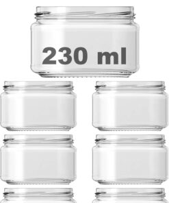 230 ml Farklı Boyutlarda Kavanoz 230 cc Konserve Metal Kapaklı Cam Kavanoz 6 Adet (Şeffaf, 230 cc)