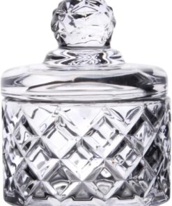 Lüx Kristal Mini Cam Şekerlik & Cam Lokumluk, Kesme Cam Lüx Şekerlik 7.5cm*9.2cm - 06641