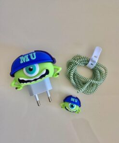 (5832) Kuromi Figürlü Şarj Başlığı Ve Şarj Kablo Koruyucu Set Iphone 18w-20w Şarj Adaptörü Ile ile uyumlu
