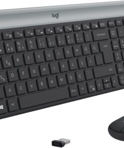MK470 Slim Combo Kablosuz Klavye Mouse Seti, 12 FN Kısayolu ile Kompakt Klavye, Sağ ve Sol Elle Kullanılabilir, 10 m Kullanım Mesafesi, Sessiz, Türkçe Q Klavye, Siyah