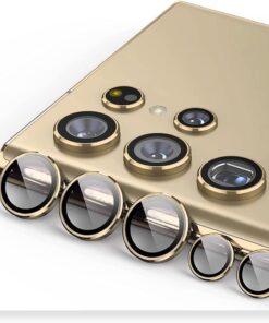 Galaxy S23 Ultra için Kamera Lens Koruyucuları Metal gold Renk Temperli Cam Çizilmez bağımsız kamera Koruyucu