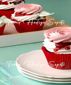 200 Adet Standart Boy Kırmızı Muffin Kek Kalıbı, Browine Kalıbı 40x30 Mm, Cupcake Kağıdı Doğum Günü Parti Dekorasyonu için