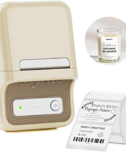 B21 etiket yazıcısı, 1 rulo başlangıç bandı, Bluetooth kendinden yapışkanlı etiketleme cihazı, yazdırma cihazı, baskı boyutu 20 – 50 mm, iOS ve Android ile uyumlu, ev, ofis için (bej)