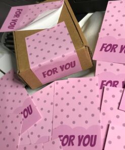 Pembe For You Sticker Kuşe Parlak Selefonlu Dikey Etiket Dikdörtgen Senin İçin Yazılı Çıkartma 8x5 Cm - (40 Adet)