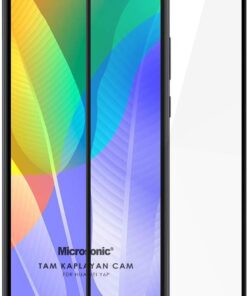 Huawei Y6P Tam Kaplayan Temperli Cam Ekran Koruyucu Siyah [Y6P ile Uyumlu Ekran Koruyucu]