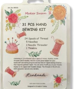 Susan 24 Renkli Kullanışlı Polyester Dikiş İpliği Seti 25m/27yds her biri 5 Dikiş İğnesi, Yüksük, Seyahat Ailesi Günlük veya Acil Durum ve Kendin Yap için İğne Geçirici