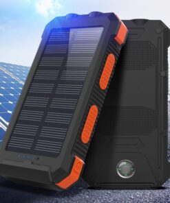 Agile 10000mAh PoliKristal Solar Güneş Enerjili Powerbank Su Geçirmez Taşınabilir Göstergeli Fenerli Turuncu L50