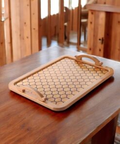 Bambu Desenli Lüx Kulplu Mutfak Tepsisi 39 * 30cm, Kulplu Desenli Bambu Lüx Sunum Tepsisi, Bambu Tepsi, 39 * 30 Desenli Bambu Tepsi