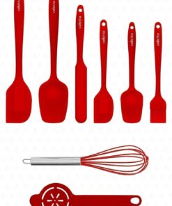 Drongo Isıya Dayanıklı Yanmaz Yapışmaz Silikon Spatula Seti 8 Parça Kırmızı