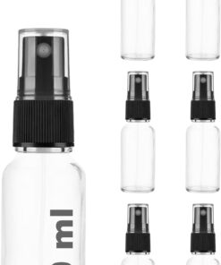 20 ml Siyah Spreyli Şeffaf Cam Şişe 20 cc Sızdırmaz Kapaklı Fısfıs Beyaz Cam Şişe 6 Adet