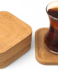 Bambu Kare Çay Tabağı Bardak Altlığı 6'lı Set | Dekoratif ve Doğal Bambu Altlık – Şık ve Dayanıklı Tasarım (10cm x 10cm)