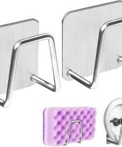 Home 2 Adet Metal Bulaşık Sungeri Askısı, Eviye Lavabo İçi Bulaşık Sungeri Askısı, Çok Amaçlı Kanca, Paslanmaz Çelik, Mutfakta Düzen Sağlayıcı, Dayanıklı ve Şık Tasarım
