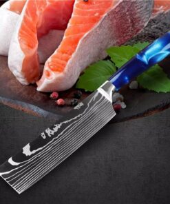 Nakiri Şef Bıçağı (Mavi Reçine Saplı)