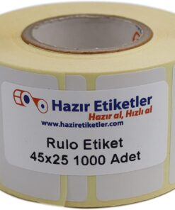 etiketler , hazır al hızlı al Kuşe Etiket 45mm x 25mm Ruloda 1000 Adet 40mm Kuka Çapında Baskısız Barkod Yazıcı Etiketi