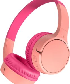 SoundForm Çocuklar için Dahili Mikrofonlu Kablosuz Kulak Üstü Kulaklık, Çevrimiçi Öğrenme, Okul ve Seyahat için iPhone, iPad, Galaxy ve Diğer Cihazlarla Uyumlu - Pembe