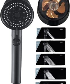 Siyah Turbo Fan Su Tasarruflu Yüksek Basınçlı Duş Başlığı