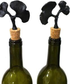Siyah Ginkgo Figürlü 2 Adet Mantar Tıpa - Şarap Yağdanlık Şişe
