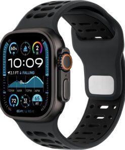 Apple Watch ile Uyumlu 42-44-45-46-49 mm için Spor Silikon Kordon Hava Alabilen Çift Renkli Ultra Hafif Kayış Yeni Nesil Şık Dizayn