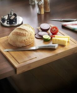 Tezgah Üstü Bambu Kesme Tahtası, Kaymaz Ekmek Tahtası, Kenarlı Kesme Tepsisi Büyük Boy (45cm*35cm) - Tezgah Üstü Bambu Kesim Panosu Antibakteriyel ve Hijyenik, Dayanıklı ve Sağlam.