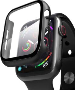 çerçeve Kılıf Komple önü Kapatan Mika Ekran Kırılmaz Cam Korumalı Siyah Apple Watch Seri 7 45mm ile Uyumlu ürün