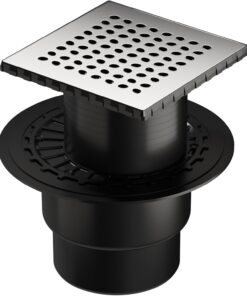 V-Flow Kare 5607288 Yalıtımlı Duş Kanalı, Alttan Çıkışlı, 15x15 cm, DK 200 Kapak, Parlak Krom