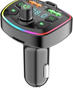 Minuto Q7 NR74 RGB Renkli FM Radyo Transmitter MP3 Çalar Bluetooth 5.0 Çakmaklık Type-C Hızlı Şarj Aleti