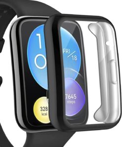 Huawei Watch Fit 2 için Kılıf 360 Full Round Soft Silicone Siyah [Watch Fit 2 ile Uyumlu Kılıf - Siyah]