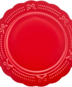 New Year 24 Rölyefli Pasta Tabağı 21 Cm Kırmızı