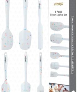 DRONGO 6'LI SPATULA SET BEYAZ RENKLİ NOKTALI