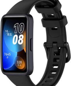 Aksesuar Huawei Band 8 Uyumlu Klasik Kordon – Ayarlanabilir Delikli Tasarım | Şık ve Rahat Bileklik | Akıllı Saat Kayışı (Siyah)
