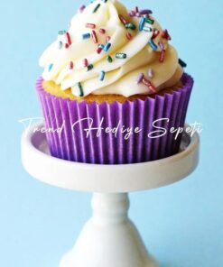 200 Adet Büyük Boy Mor Muffin Kek Kalıbı, Cupcake Kağıdı, Browine Kalıbı 50x40 Mm