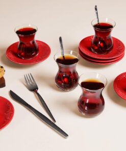 Suzanne Seasons Kırmızı 6 Kişilik Çay Takımı