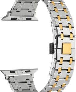 Apple İle Uyumlu Watch Ultra 42/44/49mm KRD-83 Metal Kordon Gümüş-Gold