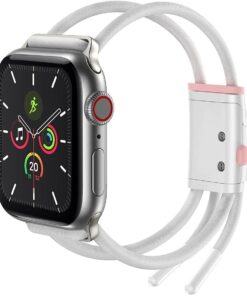 Lets Go, Akıllı Saat Kordonu, Beyaz - Pembe, Apple Watch Seri 3 & 4 & 5 Uyumlu, 42 mm / 44 mm