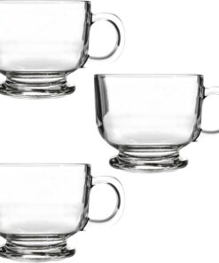 Adet 510 ML Kulplu Büyük Bardak - Şeffaf Kulplu Kupa ve Kase, Çay, Kahve, Tatlı ve Magnolia İçin Kullanışlı Büyük Boy Bardak Seti