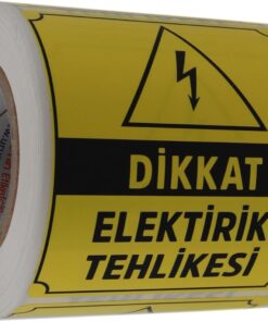 etiketler , hazır al hızlı al Dikkat Elektirik Tehlikesi Etiketi 70mm X 80mm Ruloda 250 Adet