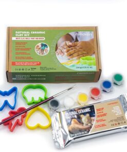 DOĞAL SERAMİK KİL SETİ,BEYAZ 250 GR FIRINLAMAYA GEREK OLMAYAN KİLHAMURU,KALIPLAR,FIRÇA ve 6 BOYA,ŞEKİLLENDİR,KALIPLA,KES,KURUT ve BOYA. MONTESSORİ SINIFLARI İÇİN TOKSİK OLMAYAN DOĞAL KİL KİTİ