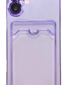 GİYİM & AKSESUAR iphone 16 Plus (6.7) inç ile Uyumlu Lüx Kartlıklı Renkli Şeffaf Telefon Kılıfı (Lila)