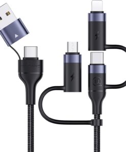 PD 60W USB C Çok Hızlı Şarj Kablosu Naylon Örgülü Kablo 5'i 1 Arada 3A USB/C Tipi C/Mikro/Telefon Hızlı Senkronizasyon Şarj Adaptörü Dizüstü Bilgisayar/Tablet ile Uyumlu