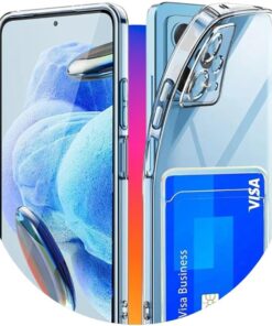 Xiaomi Redmi Note 12 5G İle Uyumlu Kartlıklı, Darbeye Dayanıklı (Shockproof) Şeffaf Kılıfı