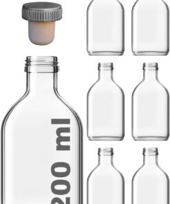 200 cc Kapaklı Cold Brew Şişesi 200 ml Yassı Soğuk Kahve Cam Şişe 6 Adet (Sentetik Tıpa)