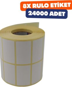 Termal Rulo Etiket, 50mm x 30mm 24000 Adet 8 Rulo Yan Yana 2li Sarılmış Rulolar 40mm Kuka Çapı Barkod yazıcılar ile uyumludur, Ribon kullanmadan yazdırılabilir