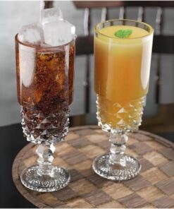 Kokteyl Cam Kadeh - 220 ml İçecek Bardakları Kristal Tasarımlı Bardak, Şerbet Meyve Suyu Meşrubat İçki Bardağı