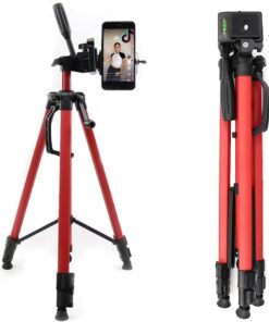 3366 Alüminyum Cep Telefonu İçin Su Terazili Tripod 140 Cm Pro (Kırmızı)