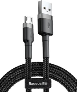 Cafule Serisi, Şarj & Data Aktarım Kablosu, Gri - Siyah, 1 m, 2.4 A, USB Type A & Micro USB